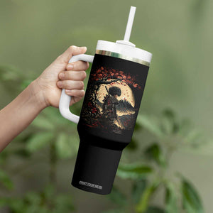 Funny African American Samurai Tumbler With Handle Japanese Art Black Warrior Sakura TS11 Print Your Wear