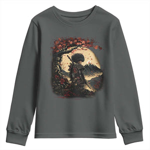 Funny African American Samurai Youth Sweatshirt Japanese Art Black Warrior Sakura TS11 Dark Heather Print Your Wear