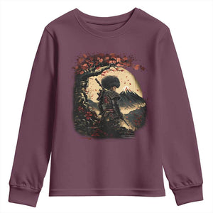 Funny African American Samurai Youth Sweatshirt Japanese Art Black Warrior Sakura TS11 Maroon Print Your Wear