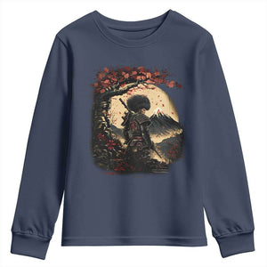 Funny African American Samurai Youth Sweatshirt Japanese Art Black Warrior Sakura TS11 Navy Print Your Wear