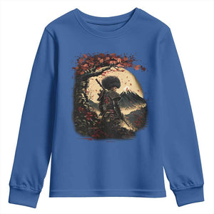 Funny African American Samurai Youth Sweatshirt Japanese Art Black Warrior Sakura TS11 Royal Blue Print Your Wear