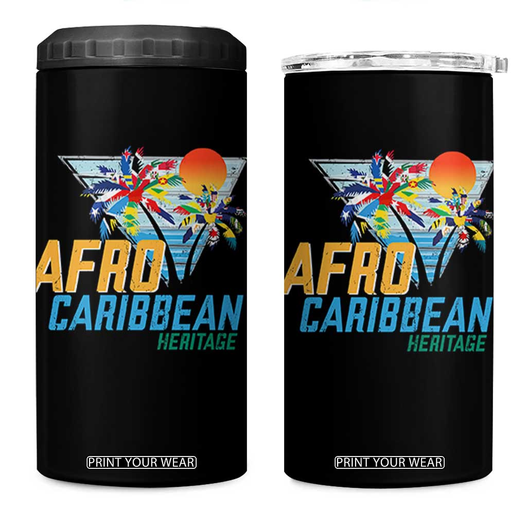 Funny Afro Caribbean Heritage 4 in 1 Can Cooler Tumbler Caribbean Island Pride Flags Palm Tree TS11 One Size: 16 oz Black Print Your Wear