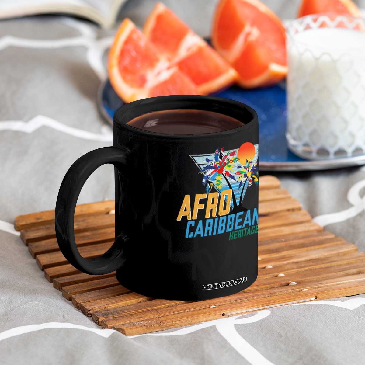 Funny Afro Caribbean Heritage Coffee Mug Caribbean Island Pride Flags Palm Tree TS11 Print Your Wear
