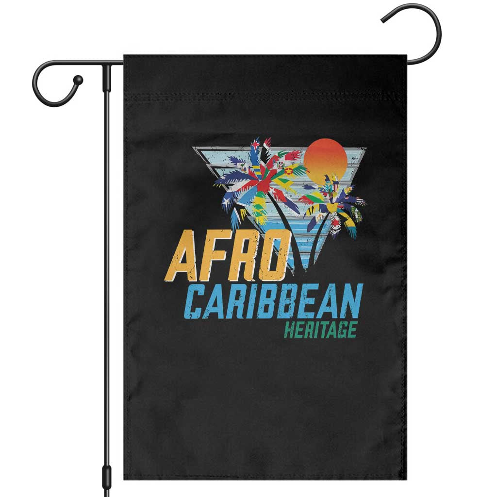 Funny Afro Caribbean Heritage Garden Flag Caribbean Island Pride Flags Palm Tree TS11 Black Print Your Wear