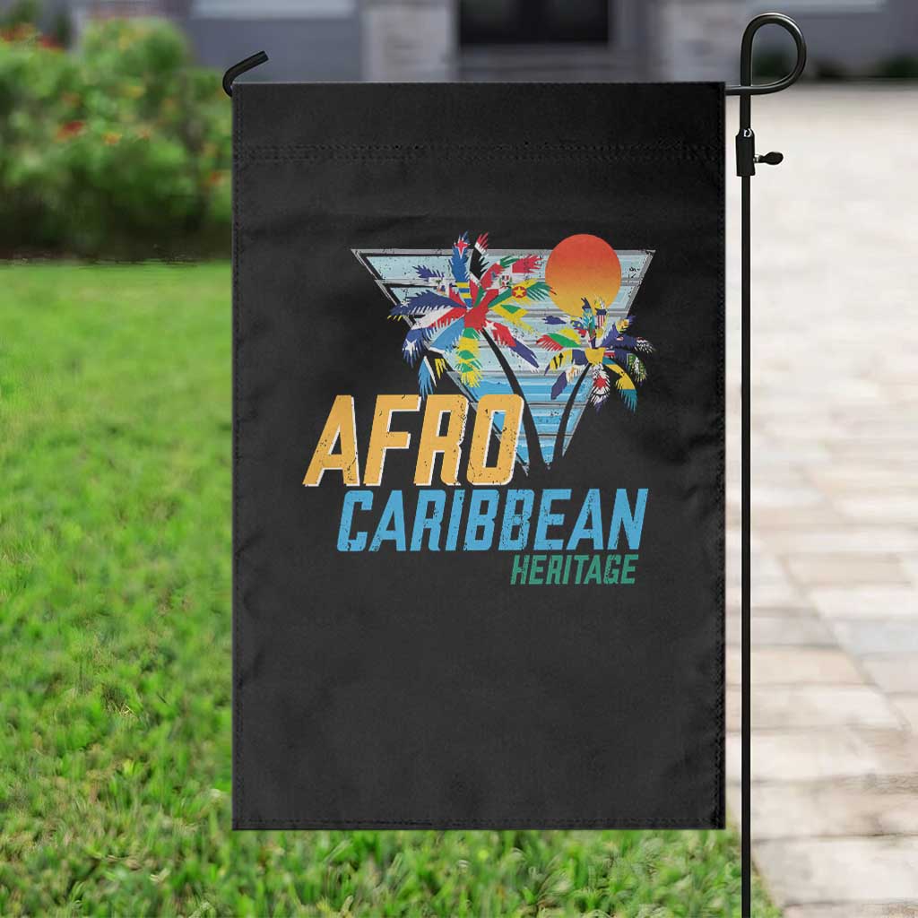 Funny Afro Caribbean Heritage Garden Flag Caribbean Island Pride Flags Palm Tree TS11 Print Your Wear