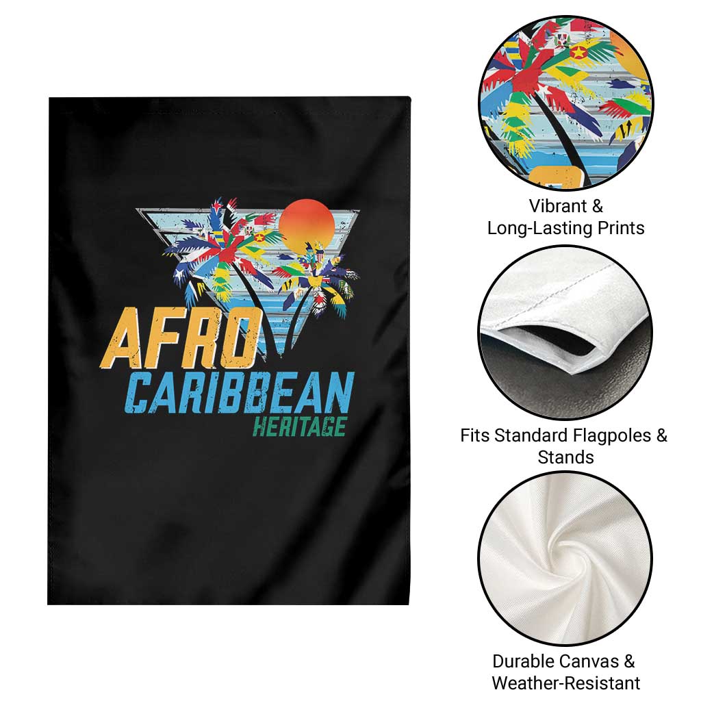 Funny Afro Caribbean Heritage Garden Flag Caribbean Island Pride Flags Palm Tree TS11 Print Your Wear