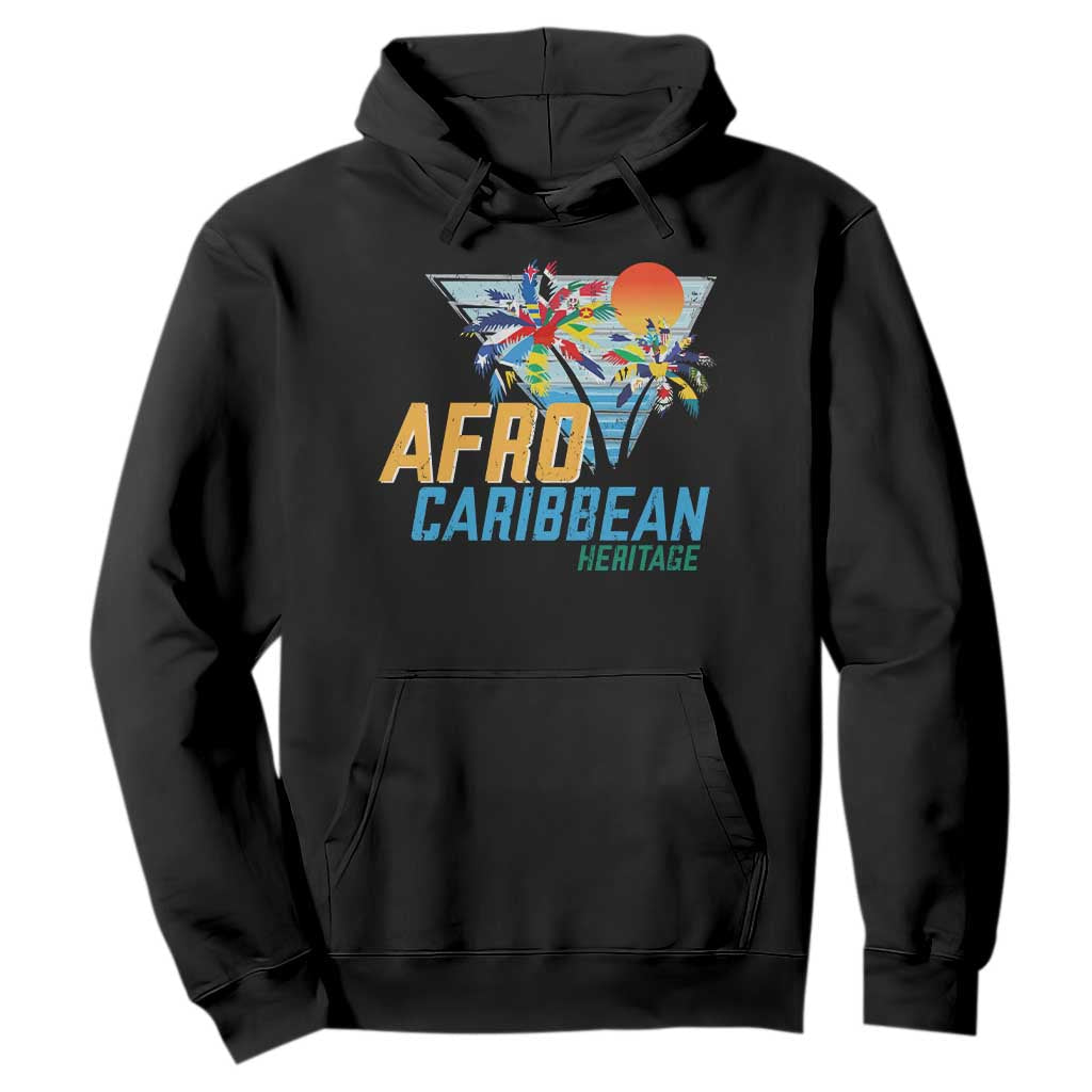 Funny Afro Caribbean Heritage Hoodie Caribbean Island Pride Flags Palm Tree TS11 Black Print Your Wear