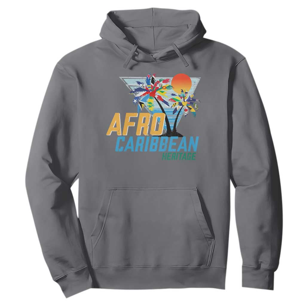 Funny Afro Caribbean Heritage Hoodie Caribbean Island Pride Flags Palm Tree TS11 Charcoal Print Your Wear