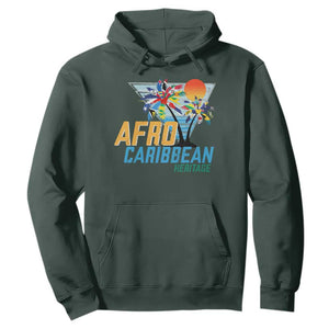 Funny Afro Caribbean Heritage Hoodie Caribbean Island Pride Flags Palm Tree TS11 Dark Forest Green Print Your Wear