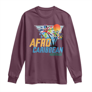 Funny Afro Caribbean Heritage Long Sleeve Shirt Caribbean Island Pride Flags Palm Tree TS11 Maroon Print Your Wear