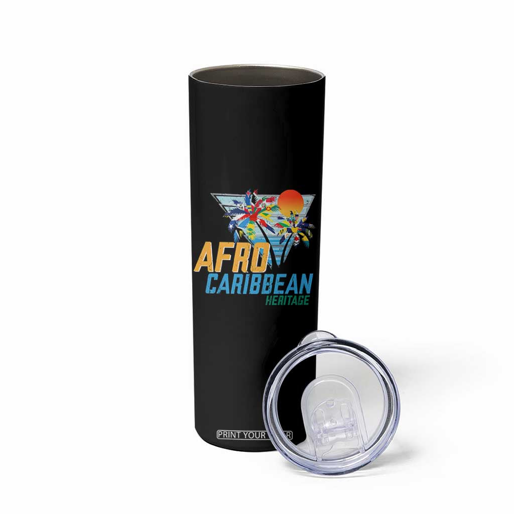 Funny Afro Caribbean Heritage Skinny Tumbler Caribbean Island Pride Flags Palm Tree TS11 Print Your Wear