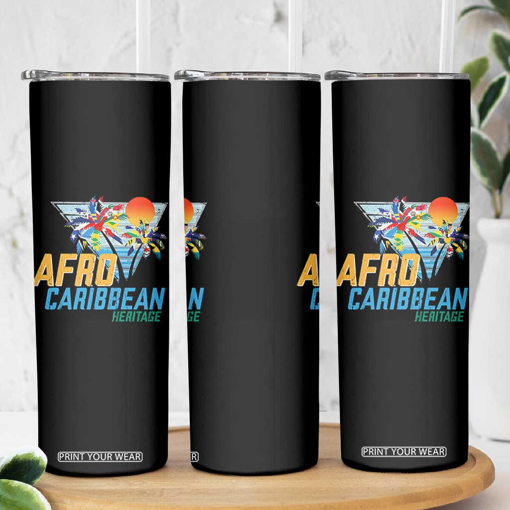Funny Afro Caribbean Heritage Skinny Tumbler Caribbean Island Pride Flags Palm Tree TS11 Print Your Wear