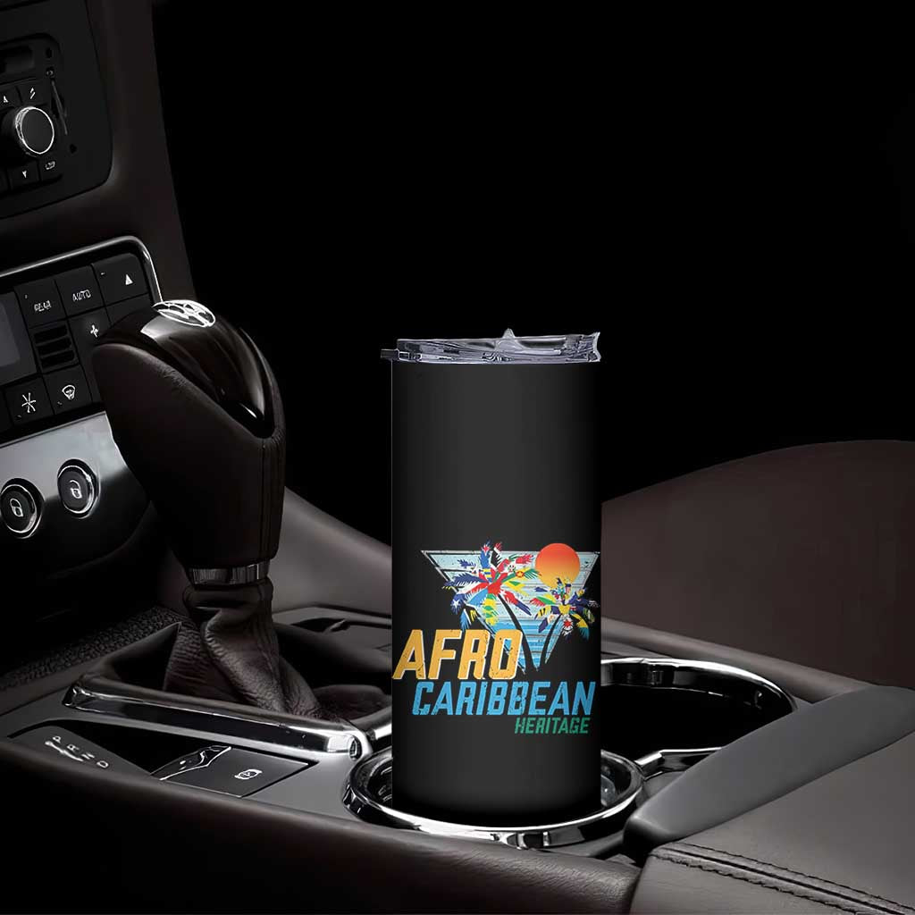 Funny Afro Caribbean Heritage Skinny Tumbler Caribbean Island Pride Flags Palm Tree TS11 Print Your Wear