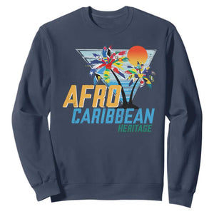 Funny Afro Caribbean Heritage Sweatshirt Caribbean Island Pride Flags Palm Tree TS11 Navy Print Your Wear