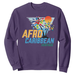 Funny Afro Caribbean Heritage Sweatshirt Caribbean Island Pride Flags Palm Tree TS11 Purple Print Your Wear