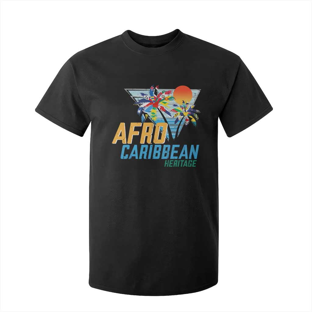 Funny Afro Caribbean Heritage T Shirt For Kid Caribbean Island Pride Flags Palm Tree TS11 Black Print Your Wear