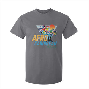 Funny Afro Caribbean Heritage T Shirt For Kid Caribbean Island Pride Flags Palm Tree TS11 Charcoal Print Your Wear