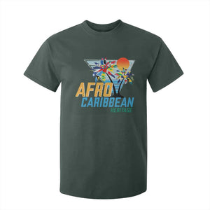 Funny Afro Caribbean Heritage T Shirt For Kid Caribbean Island Pride Flags Palm Tree TS11 Dark Forest Green Print Your Wear
