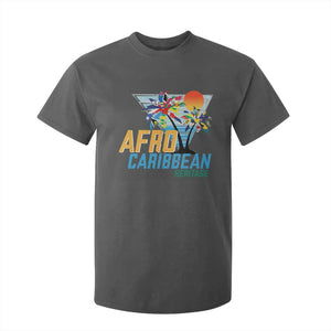 Funny Afro Caribbean Heritage T Shirt For Kid Caribbean Island Pride Flags Palm Tree TS11 Dark Heather Print Your Wear