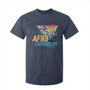 Funny Afro Caribbean Heritage T Shirt For Kid Caribbean Island Pride Flags Palm Tree TS11 Navy Print Your Wear