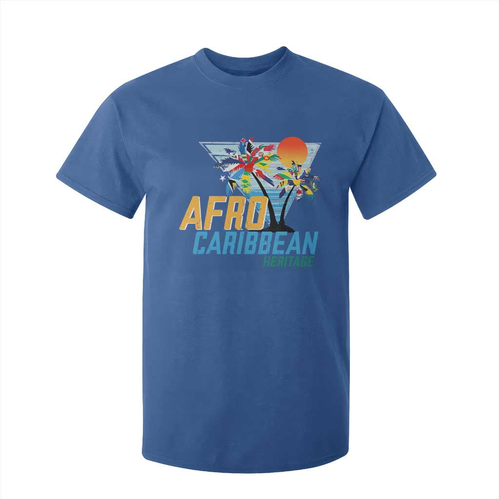 Funny Afro Caribbean Heritage T Shirt For Kid Caribbean Island Pride Flags Palm Tree TS11 Royal Blue Print Your Wear