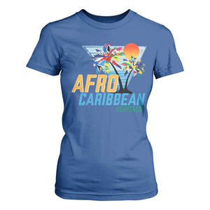 Funny Afro Caribbean Heritage T Shirt For Women Caribbean Island Pride Flags Palm Tree TS11 Royal Blue Print Your Wear
