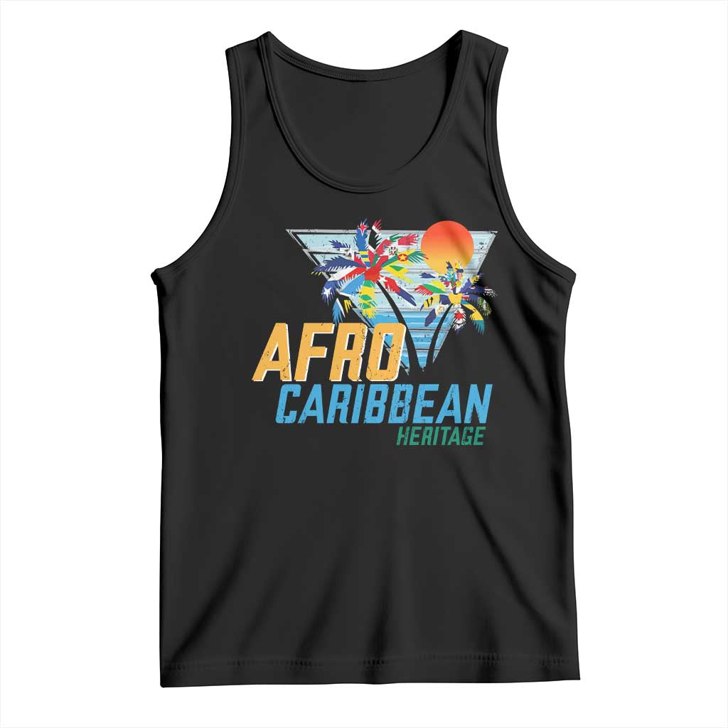 Funny Afro Caribbean Heritage Tank Top Caribbean Island Pride Flags Palm Tree TS11 Black Print Your Wear