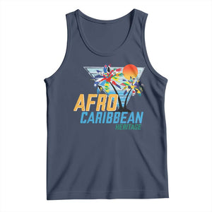 Funny Afro Caribbean Heritage Tank Top Caribbean Island Pride Flags Palm Tree TS11 Navy Print Your Wear