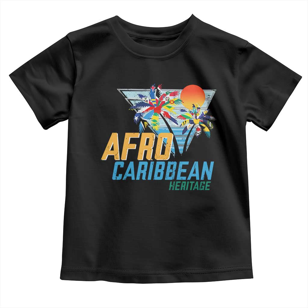 Funny Afro Caribbean Heritage Toddler T Shirt Caribbean Island Pride Flags Palm Tree TS11 Black Print Your Wear