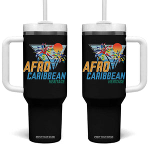 Funny Afro Caribbean Heritage Tumbler With Handle Caribbean Island Pride Flags Palm Tree TS11 One Size: 40 oz Black Print Your Wear