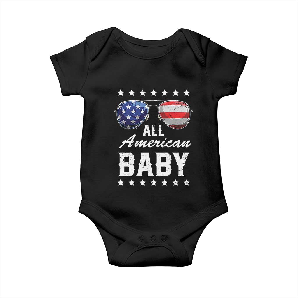 Funny All American Baby 4th Of July Baby Onesie Family Matching Sunglasses TS11 Black Print Your Wear