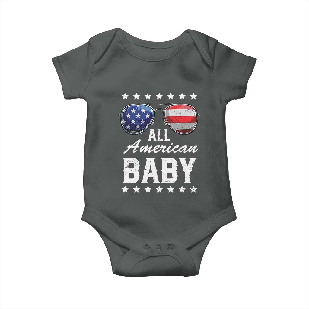 Funny All American Baby 4th Of July Baby Onesie Family Matching Sunglasses TS11 Dark Heather Print Your Wear