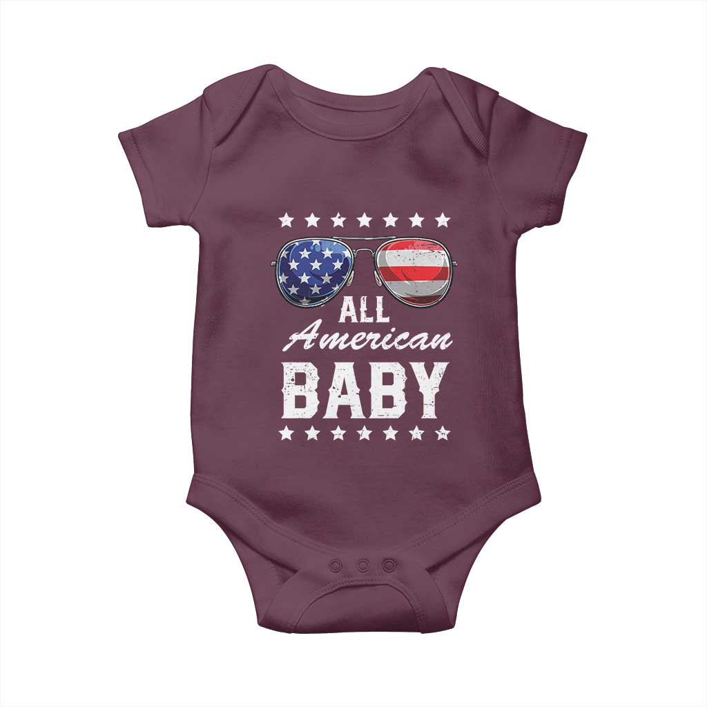 Funny All American Baby 4th Of July Baby Onesie Family Matching Sunglasses TS11 Maroon Print Your Wear