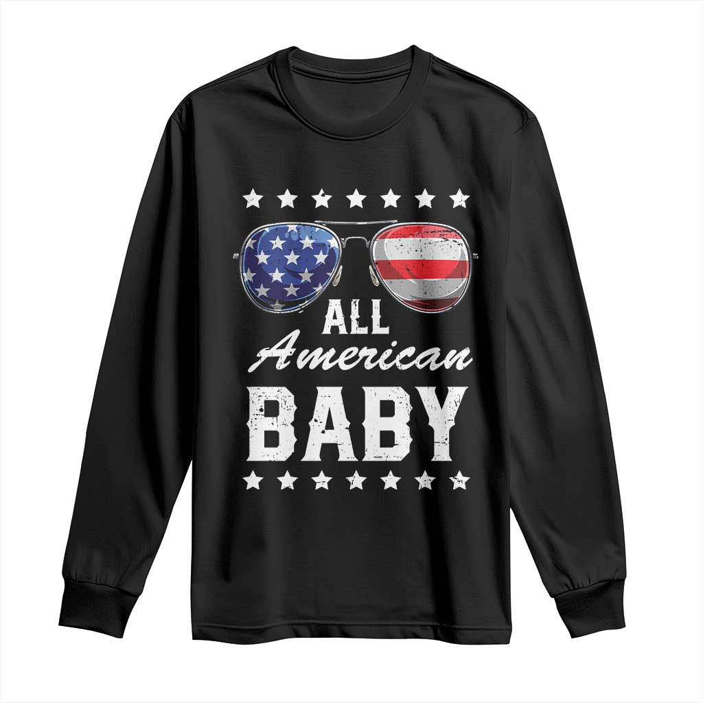 Funny All American Baby 4th Of July Long Sleeve Shirt Family Matching Sunglasses TS11 Black Print Your Wear