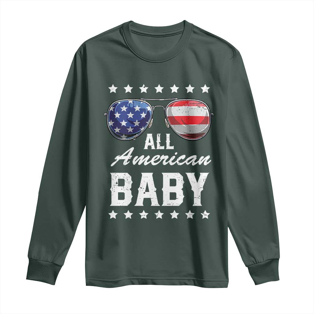 Funny All American Baby 4th Of July Long Sleeve Shirt Family Matching Sunglasses TS11 Dark Forest Green Print Your Wear