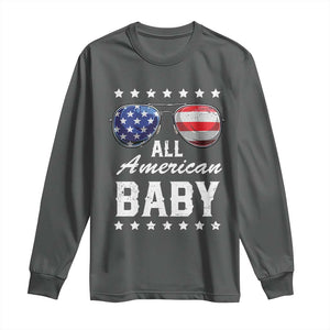 Funny All American Baby 4th Of July Long Sleeve Shirt Family Matching Sunglasses TS11 Dark Heather Print Your Wear