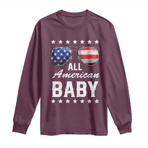 Funny All American Baby 4th Of July Long Sleeve Shirt Family Matching Sunglasses TS11 Maroon Print Your Wear
