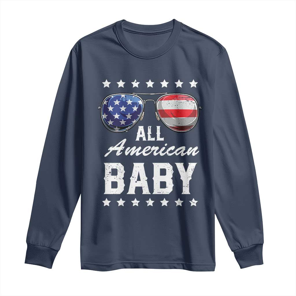 Funny All American Baby 4th Of July Long Sleeve Shirt Family Matching Sunglasses TS11 Navy Print Your Wear