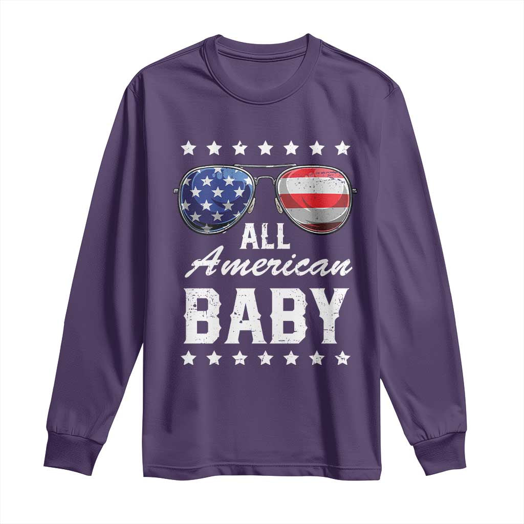 Funny All American Baby 4th Of July Long Sleeve Shirt Family Matching Sunglasses TS11 Purple Print Your Wear