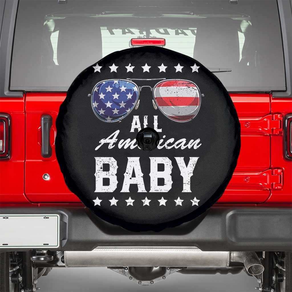 Funny All American Baby 4th Of July Spare Tire Cover Family Matching Sunglasses TS11 Black Print Your Wear