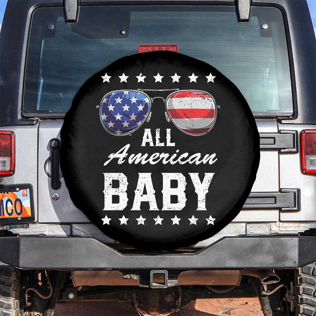 Funny All American Baby 4th Of July Spare Tire Cover Family Matching Sunglasses TS11 No hole Black Print Your Wear