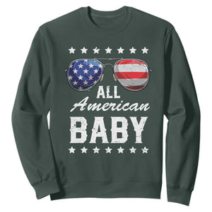 Funny All American Baby 4th Of July Sweatshirt Family Matching Sunglasses TS11 Dark Forest Green Print Your Wear