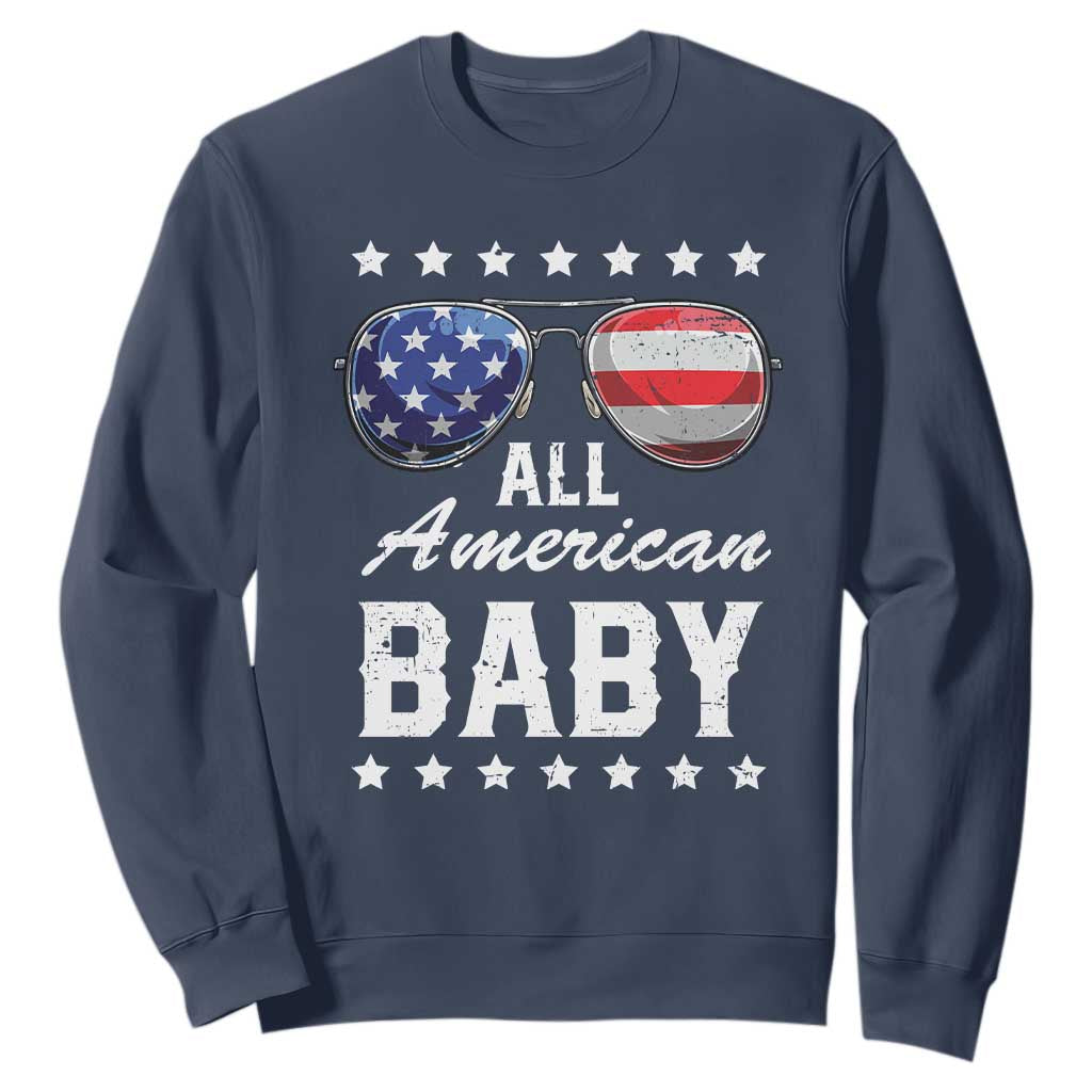 Funny All American Baby 4th Of July Sweatshirt Family Matching Sunglasses TS11 Navy Print Your Wear