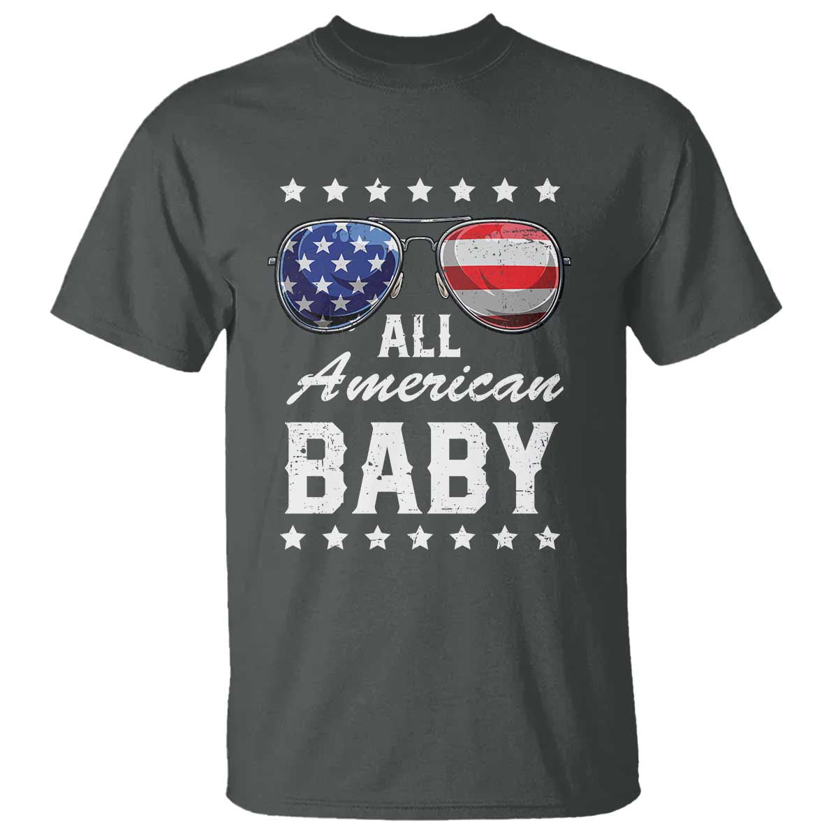 Funny All American Baby 4th Of July T Shirt Family Matching Sunglasses TS11 Dark Heather Print Your Wear