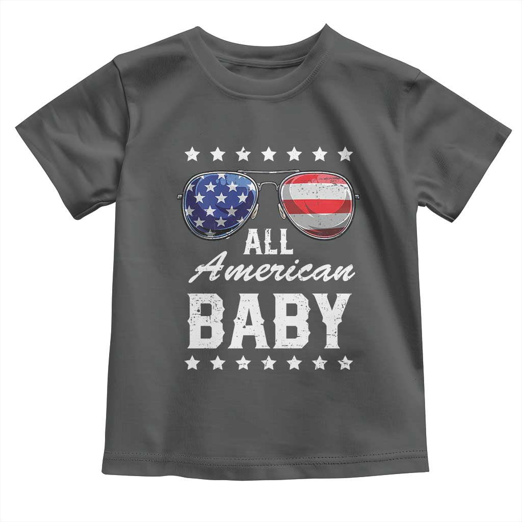 Funny All American Baby 4th Of July Toddler T Shirt Family Matching Sunglasses TS11 Dark Heather Print Your Wear