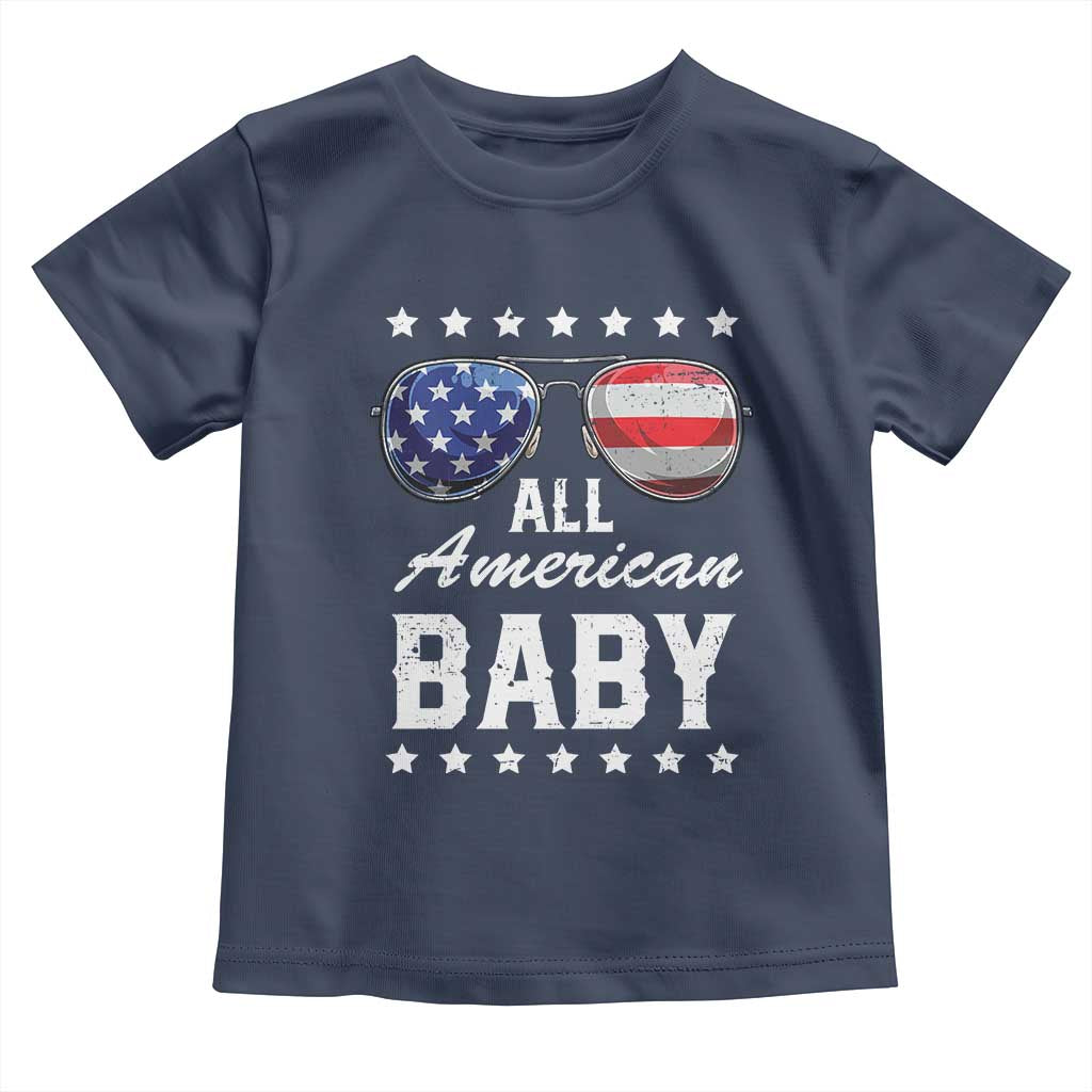 Funny All American Baby 4th Of July Toddler T Shirt Family Matching Sunglasses TS11 Navy Print Your Wear