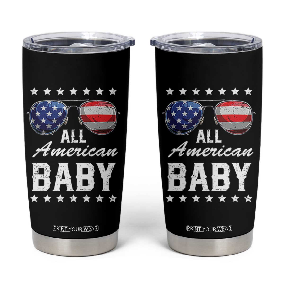 Funny All American Baby 4th Of July Tumbler Cup Family Matching Sunglasses TS11 Black Print Your Wear