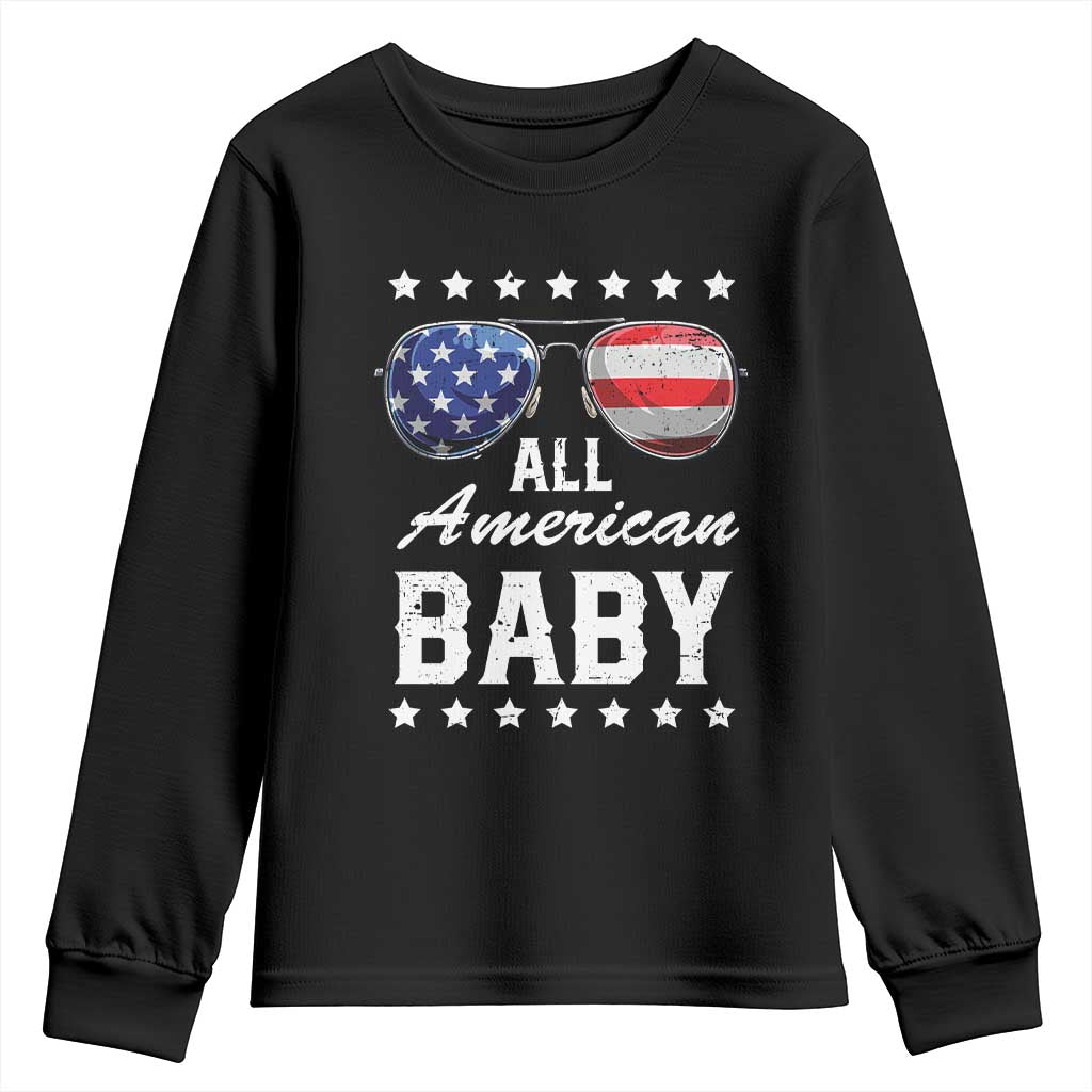 Funny All American Baby 4th Of July Youth Sweatshirt Family Matching Sunglasses TS11 Black Print Your Wear