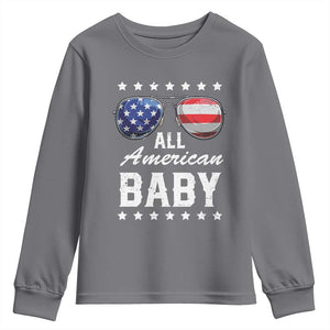 Funny All American Baby 4th Of July Youth Sweatshirt Family Matching Sunglasses TS11 Charcoal Print Your Wear