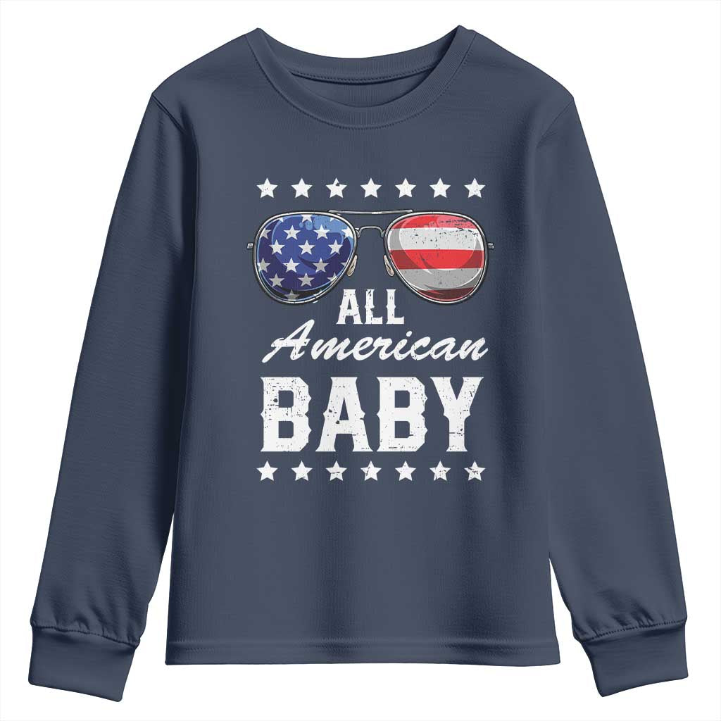 Funny All American Baby 4th Of July Youth Sweatshirt Family Matching Sunglasses TS11 Navy Print Your Wear